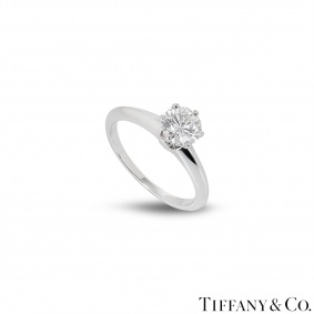 Tiffany & Co. Platinum Diamond Setting Ring 0.79ct F/IF